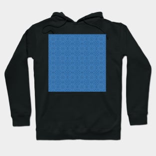 Blueberry Blue and Black Geometric Star Flower Pattern Hoodie